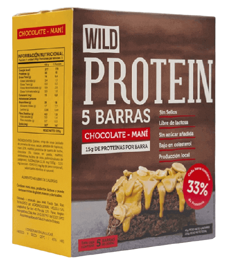 Wild Protein Chocolate Maní (caja x 5 barras)